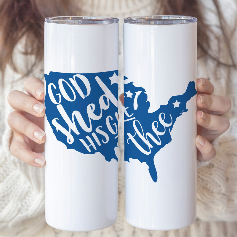 God Shed His Grace On Thee USA Outline Tumbler